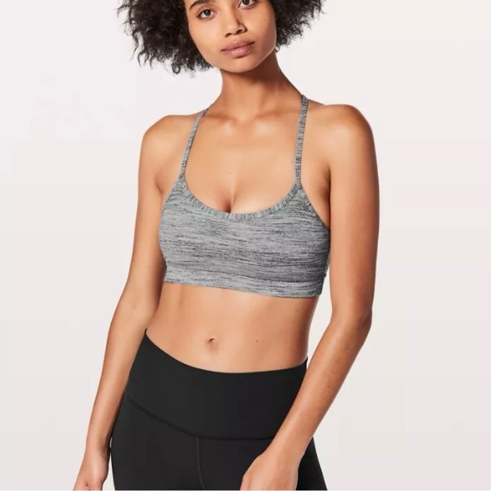 Lululemon Flow Y Bra IV Heathered Coal Wee Stripe 6